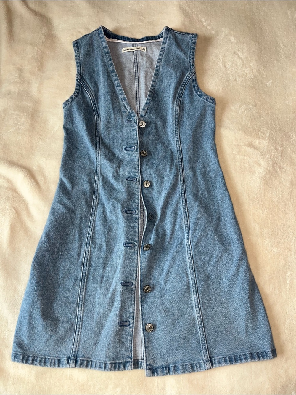 Abercrombie & Fitch Sleeveless Blue Denim Button-Front Dress Cotton Fall Sz SP - Picture 2 of 7